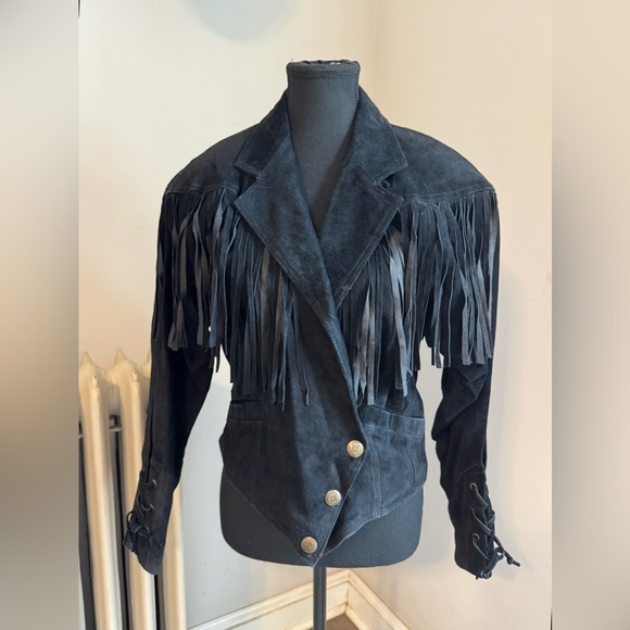 Jackets & Blazers - Genuine Leather Black Fringe Jacket